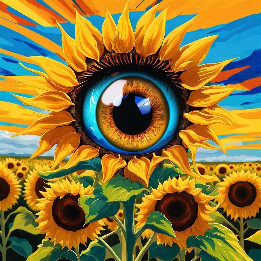 Eye of the Sunflower Digital Art by Cindys Creative Corner