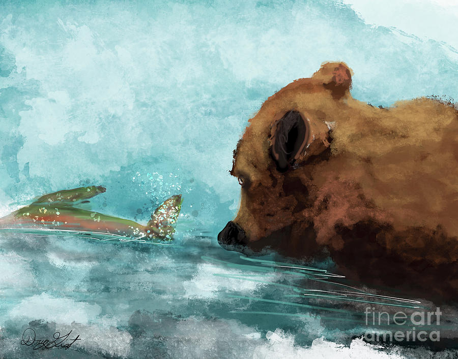 Eye on the Target Fishing Bear Digital Art by Doug Gist
