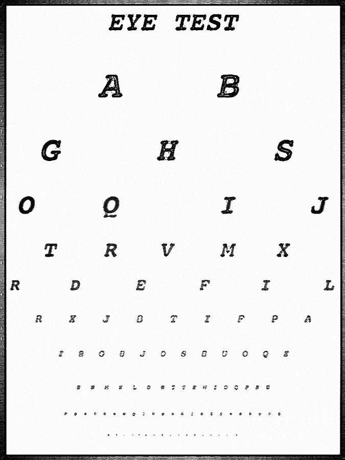 Eye Test Chart in Black and White with a Frame Effect Digital Art by ...
