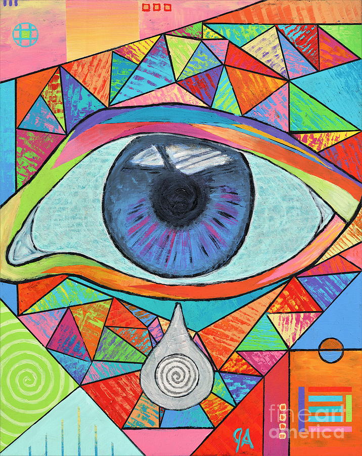 Eye With Silver Tear Painting by Jeremy Aiyadurai