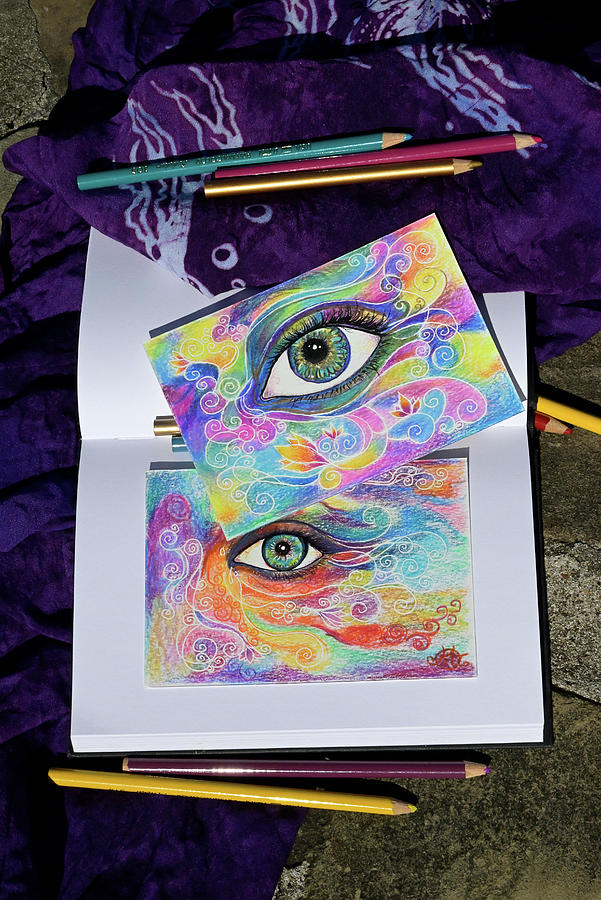 Eyes And Pencils In A Journal Sketchbook Photograph