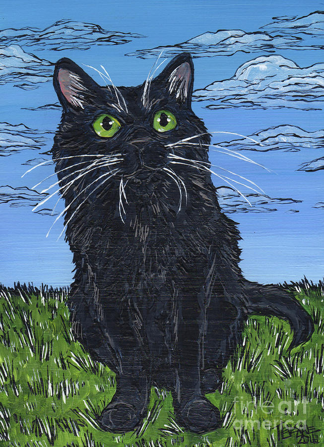 Eyes of the Black Cat Painting by Tracy Levesque