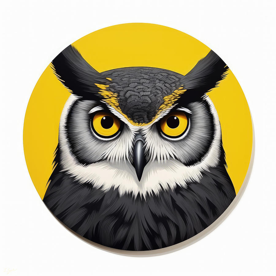 Yellow Owl Painting - Eyes of the Night  by Lourry Legarde