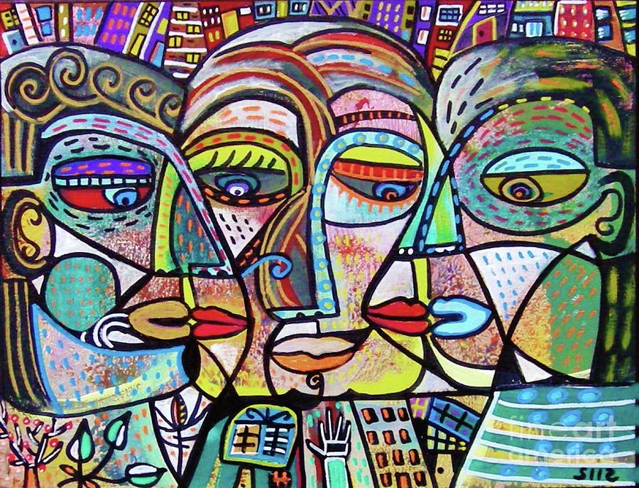 Eyes Open Dream Weaving Painting by Sandra Silberzweig