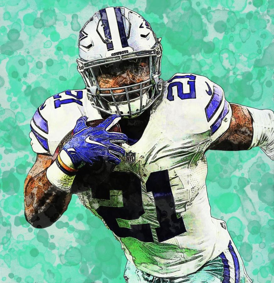 Ezekiel Elliott Cowboys RB Digital Art by Bob Smerecki - Fine Art America