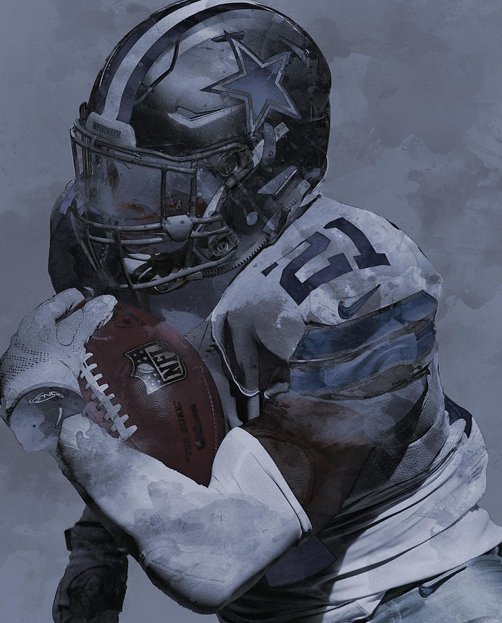 Ezekiel Elliott DALLAS COWBOYS OIL ART SERIES 3 Beach Towel by Joe Hamilton  - Pixels