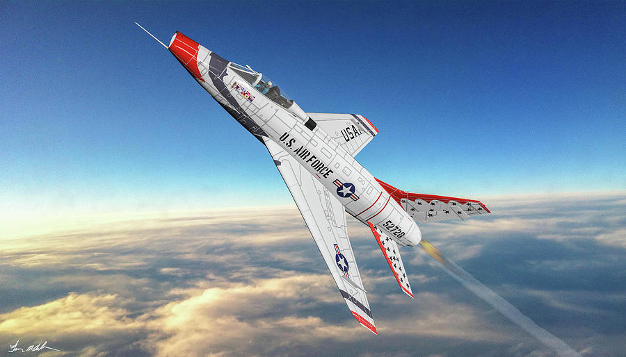 F-100 Thunderbird - Oil Digital Art by Tommy Anderson