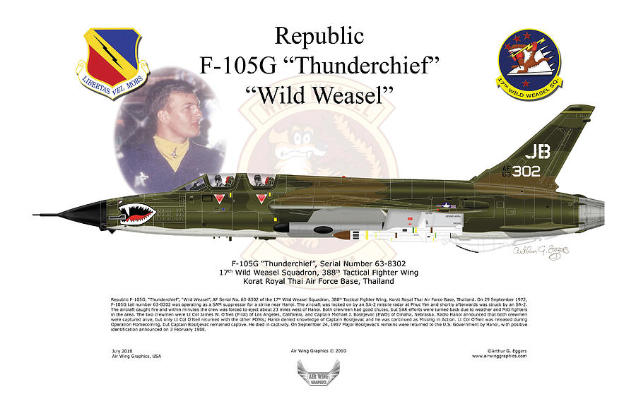 F-105G Thunderchief Wild Weasel Captain Michael J Bosiljevac EWO Digital Art by Arthur Eggers