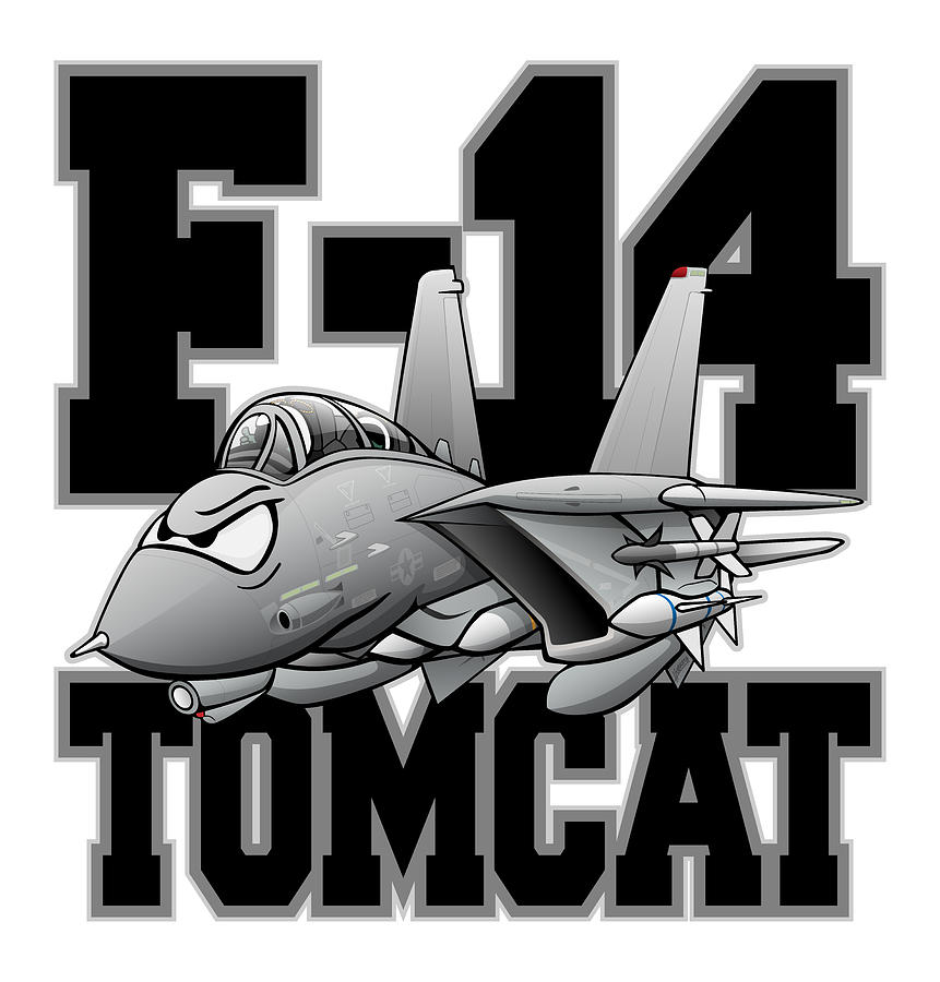F-14 Tomcat Fighter Jet Cartoon Illustration Digital Art by Jeff Hobrath -  Pixels