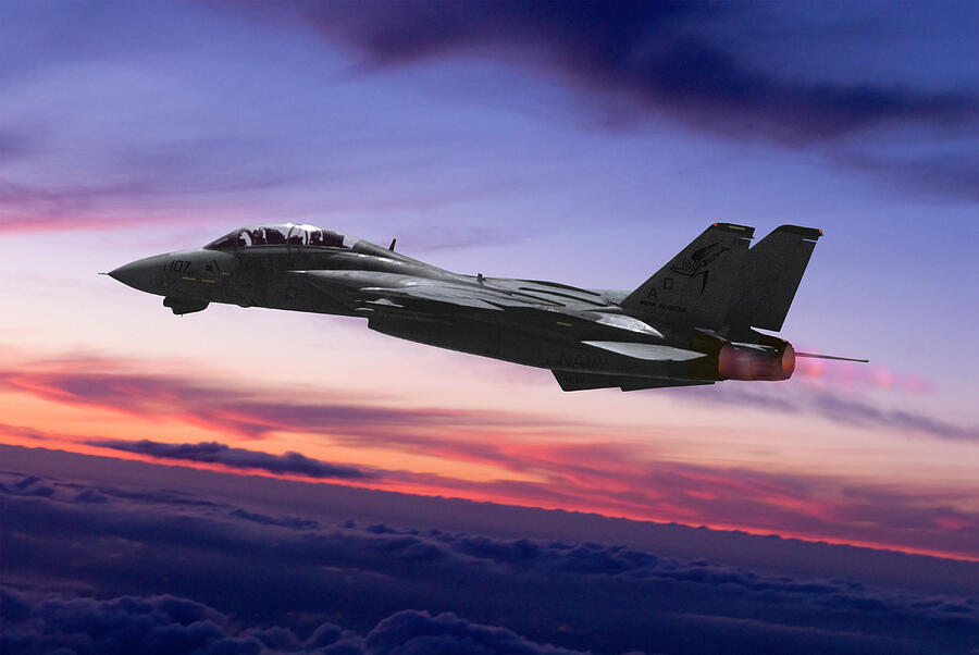 F-14B Tomcat in the Sunset Mixed Media by Erik Simonsen