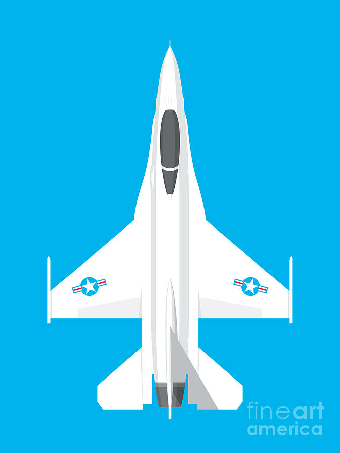 Falcon Digital Art - F-16 Falcon Fighter Jet Aircraft - Cyan by Organic Synthesis
