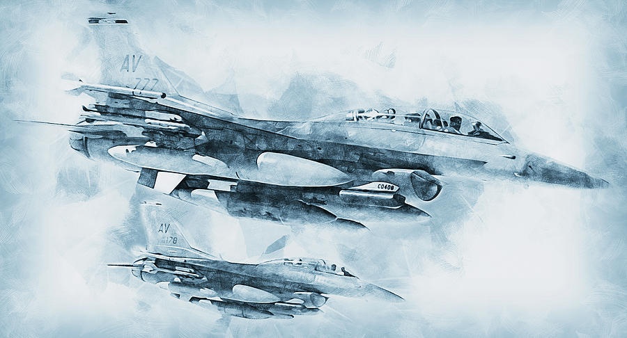 F-16 Fighting Falcon - 06 Painting by AM FineArtPrints