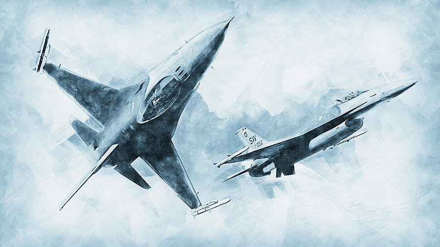 F-16 Fighting Falcon - 07 Painting by AM FineArtPrints