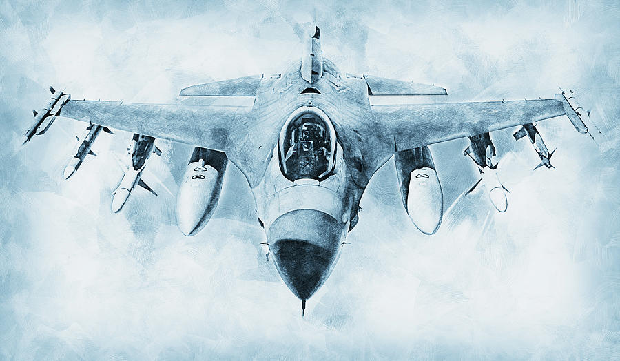 F-16 Fighting Falcon - 09 Painting by AM FineArtPrints