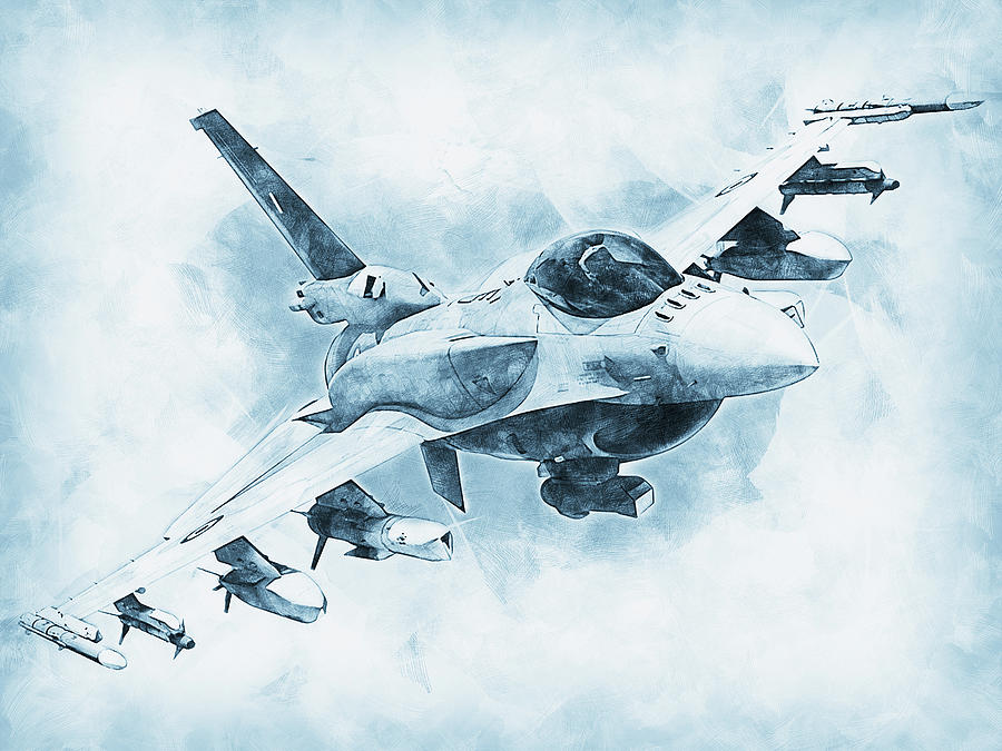 F-16 Fighting Falcon - 10 Painting by AM FineArtPrints