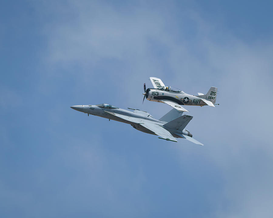 F-18 and T-28 Legacy Flight Photograph by Lindsay Thomson