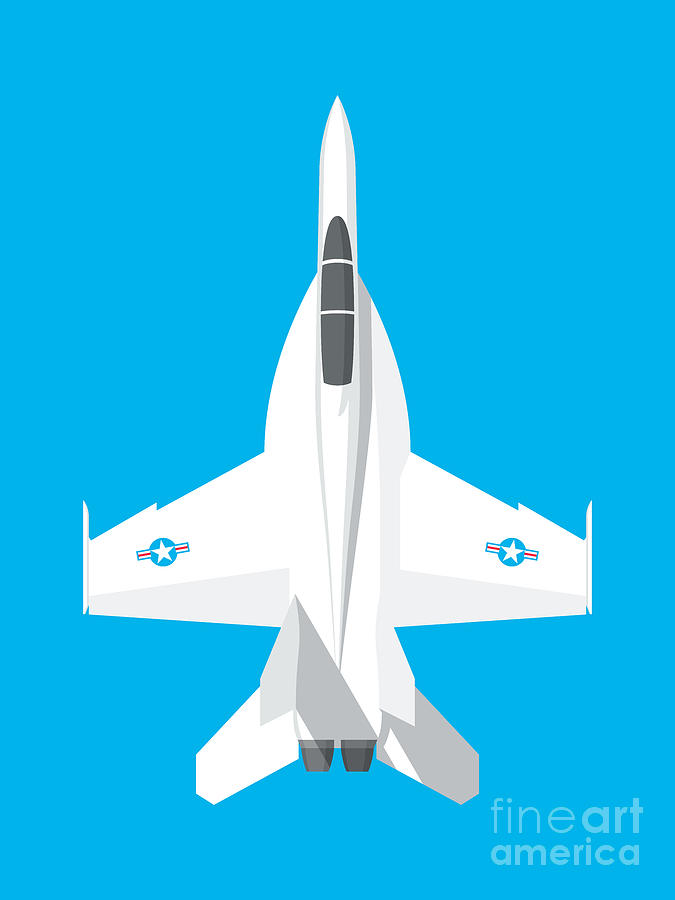 Jet Digital Art - F-18 Super Hornet Jet Fighter Aircraft - Cyan by Organic Synthesis