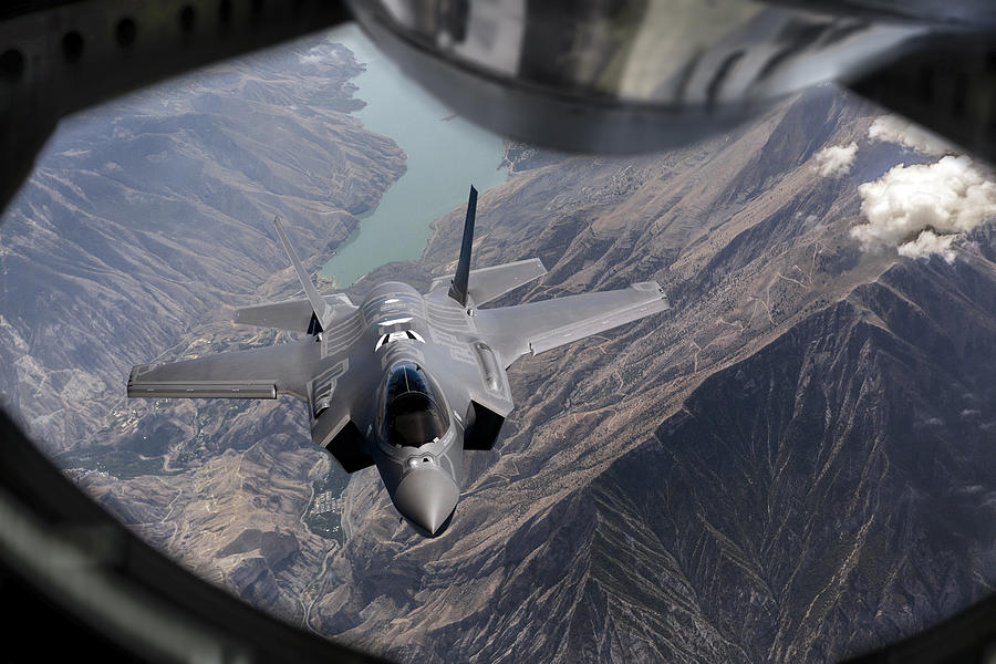 F-35 Jet Fighter Mid-air Refueling Photograph by Guvendemir