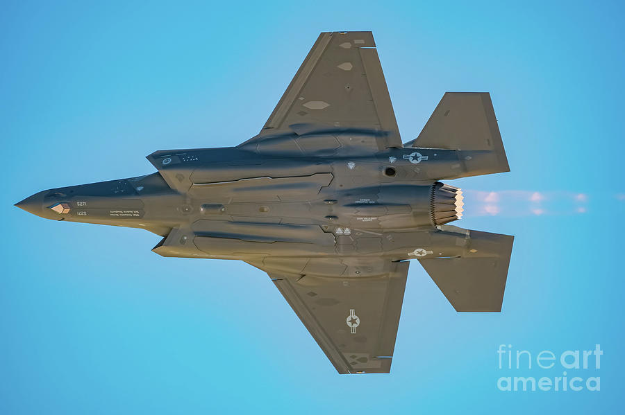 Las Vegas Photograph - F-35 Lightning II fighter jet flying demo in USAF Air show at Ne by Chon Kit Leong