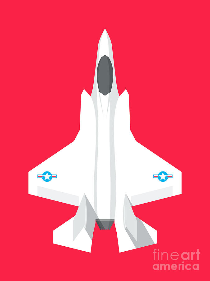 Jet Digital Art - F-35 Stealth Jet Fighter - Crimson by Organic Synthesis