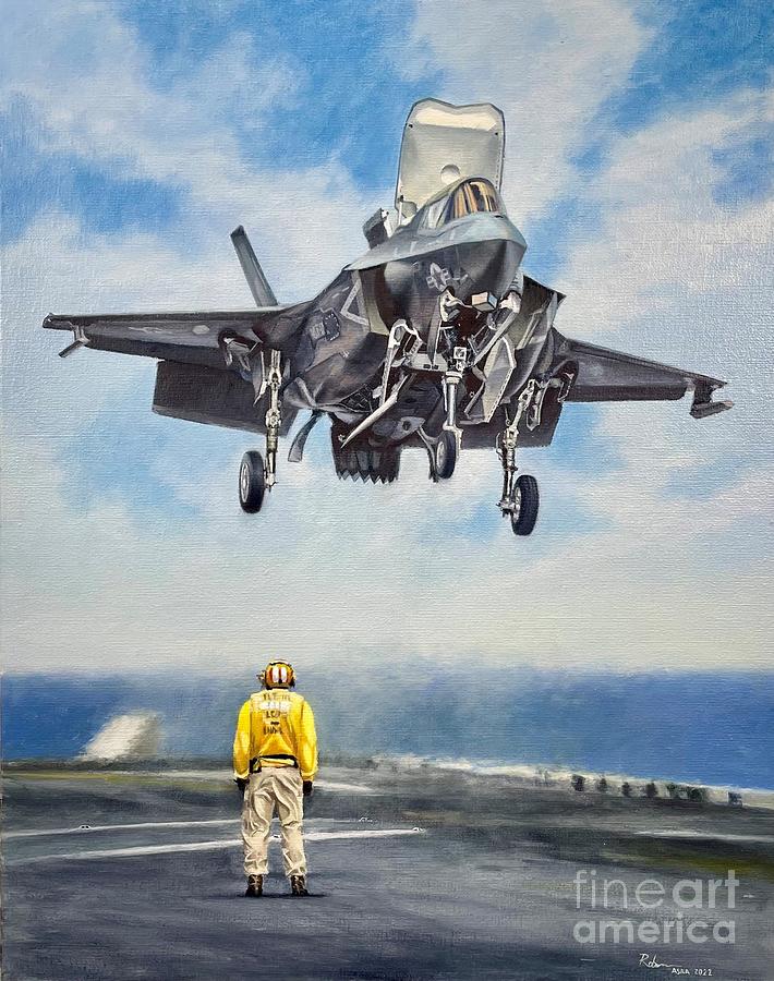 F-35B Landing Painting by Stephen Roberson