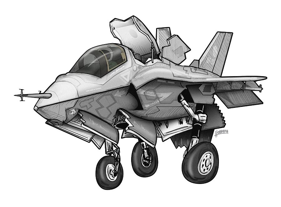 F35B Lighting II Joint Strike Fighter Illustration Drawing by Jeff