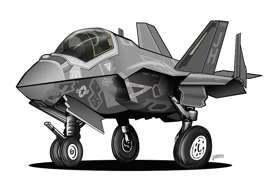 F35C Lightning II Joint Strike Fighter Illustration Drawing by Jeff
