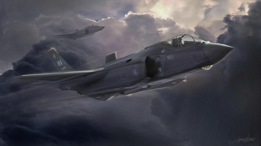 F-35s punching thunderstorms Digital Art by James Vaughan