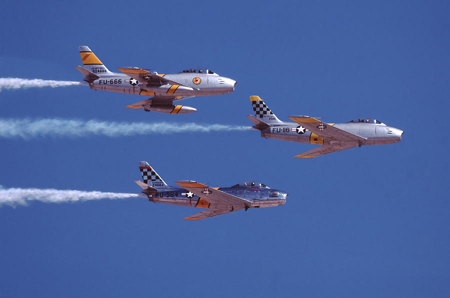 F-86 Sabre Jet Trio Photograph by Erik Simonsen