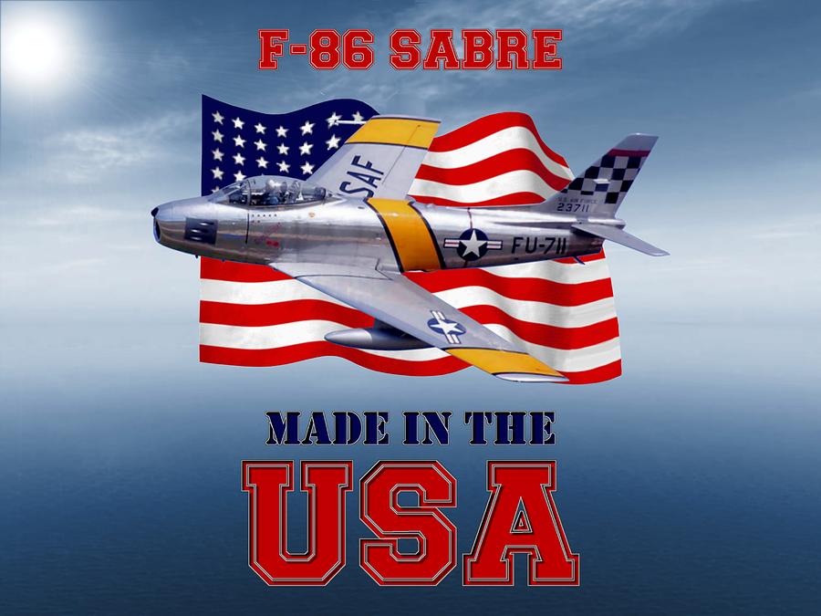 Jet Digital Art - F-86 Sabre Made in the USA by Mil Merchant