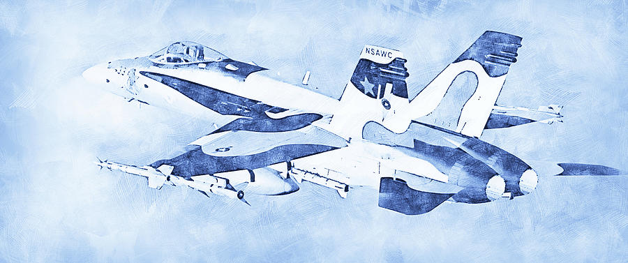 F/A-18 Hornet - 02 Drawing by AM FineArtPrints