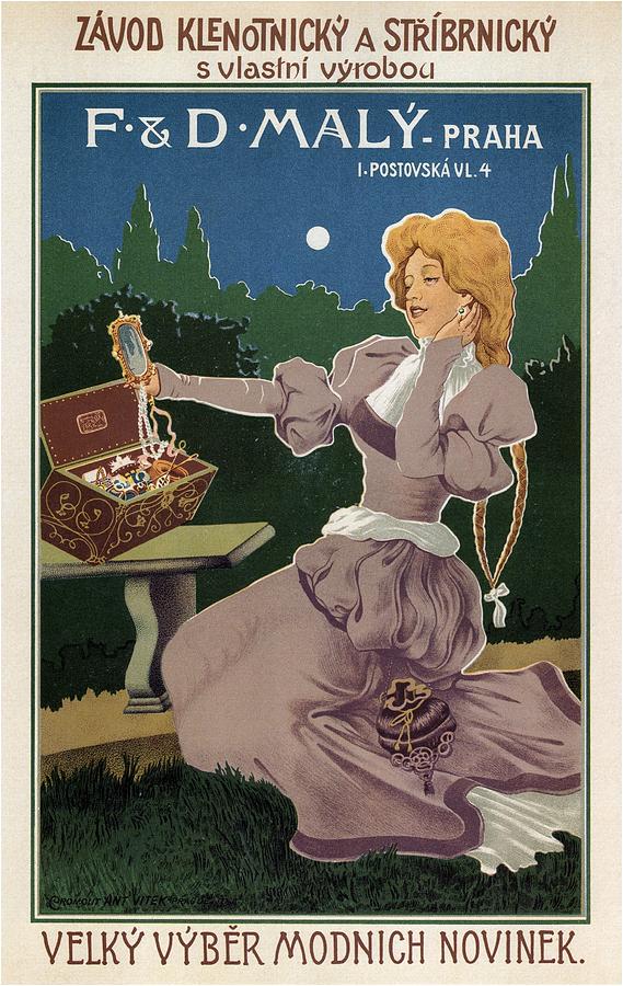 Vintage Digital Art -  F and D Maly Praha - Art Nouveau Vintage Poster - Reisner by Studio Grafiikka
