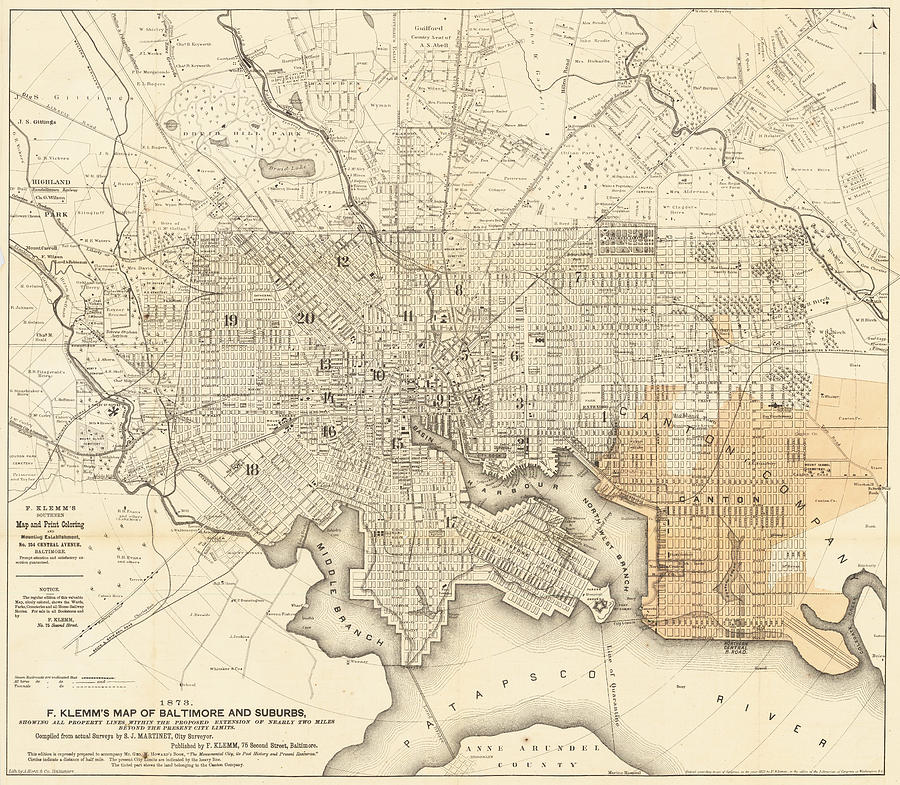 F Klemm S Map Of Baltimore And Suburbs Showing All Property Lines ...