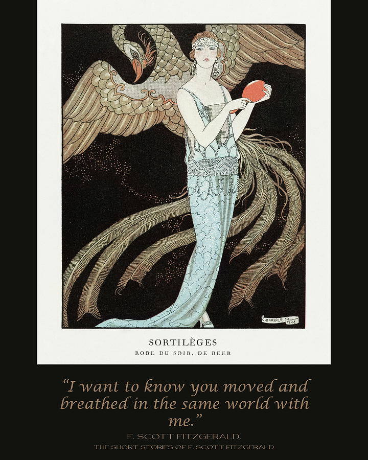 F Scott Fitzgerald Quote 1920s French Fashion Illustration Drawing by Georgia Clare