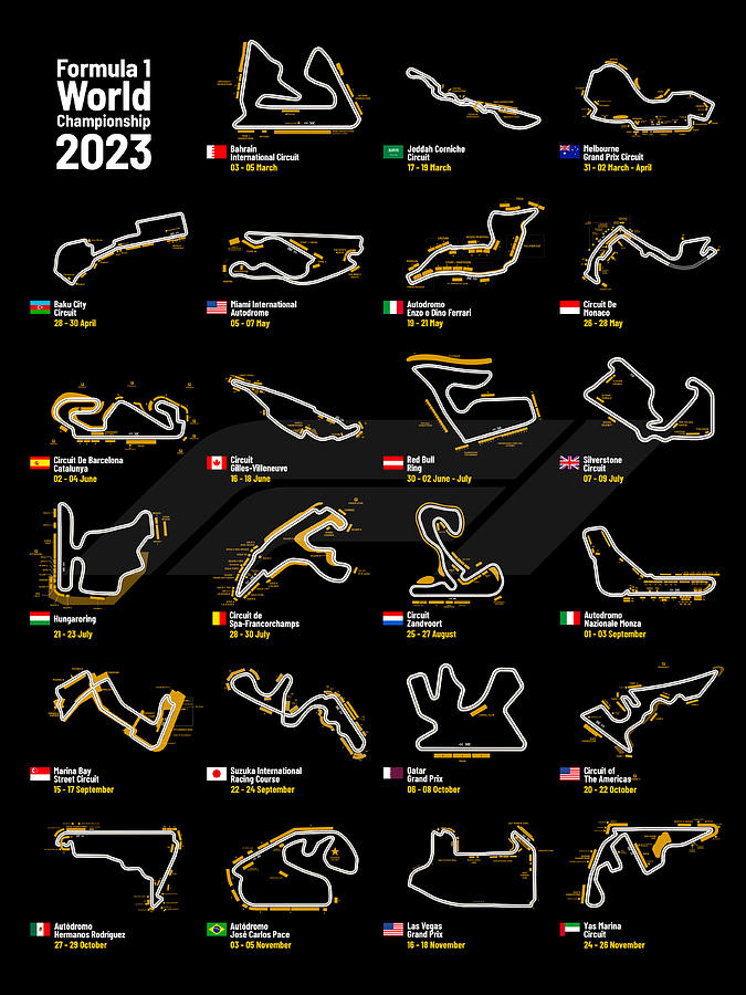 F1 Circuits 2023 Black Digital Art