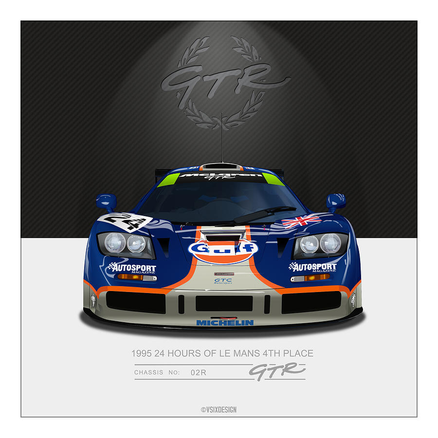 F1 GTR #02R - 1995 24 Hours of Le Mans 4th Place Digital Art by Michael ...