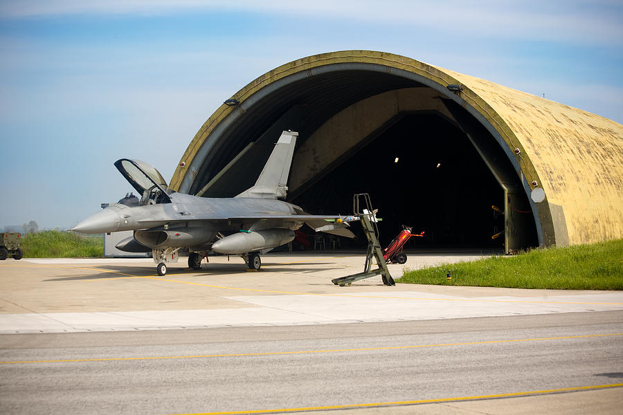 F16 and Hangar Photograph by Naphtalina