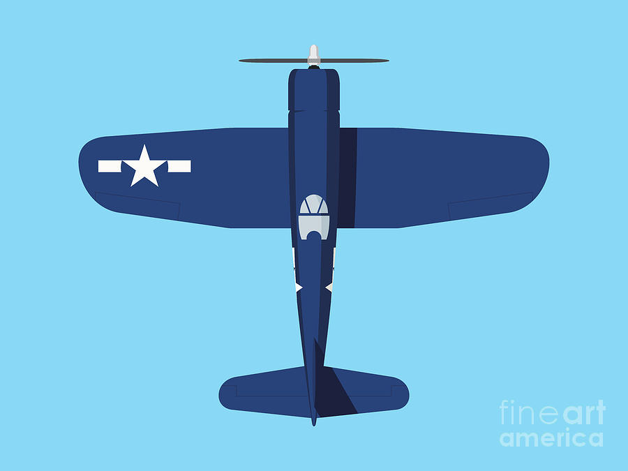 Aircraft Digital Art - F4U Corsair WWII Fighter Aircraft - Blue Landscape by Organic Synthesis
