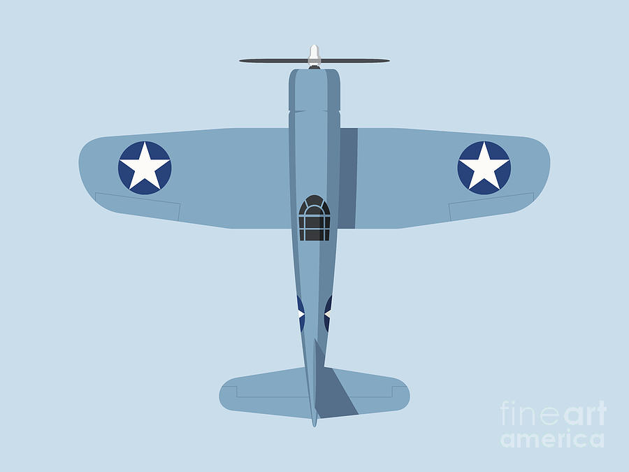 Aircraft Digital Art - F4U Corsair WWII Fighter Aircraft - Grey Landscape by Organic Synthesis