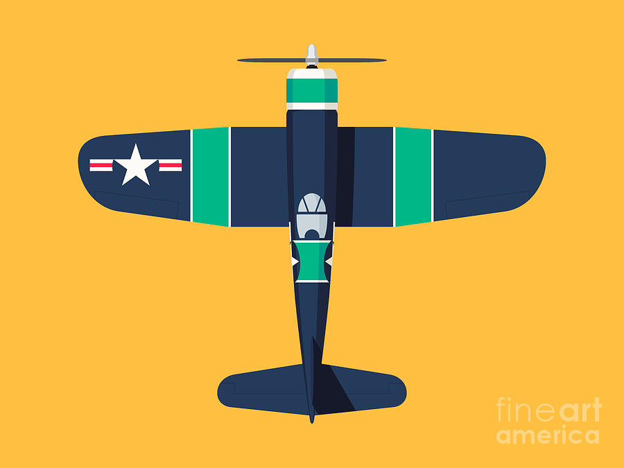 Aircraft Digital Art - F4U Corsair WWII Fighter Aircraft - Stripe Landscape by Organic Synthesis