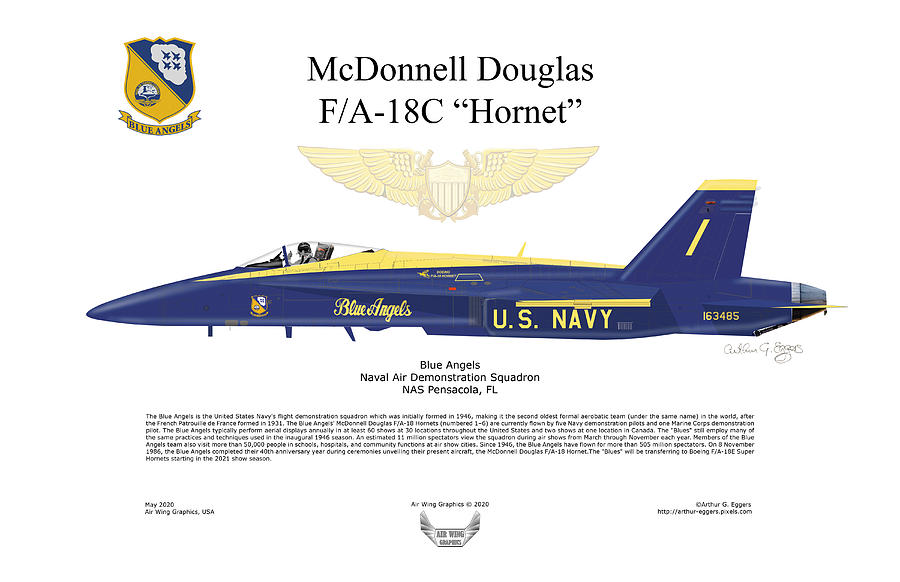 Fl Digital Art - FA-18C Hornet Blue Angel #1 by Arthur Eggers
