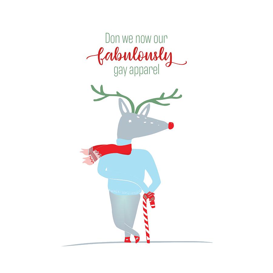 Christmas Digital Art - Fabulously Gay Holiday Deer by Ink Well