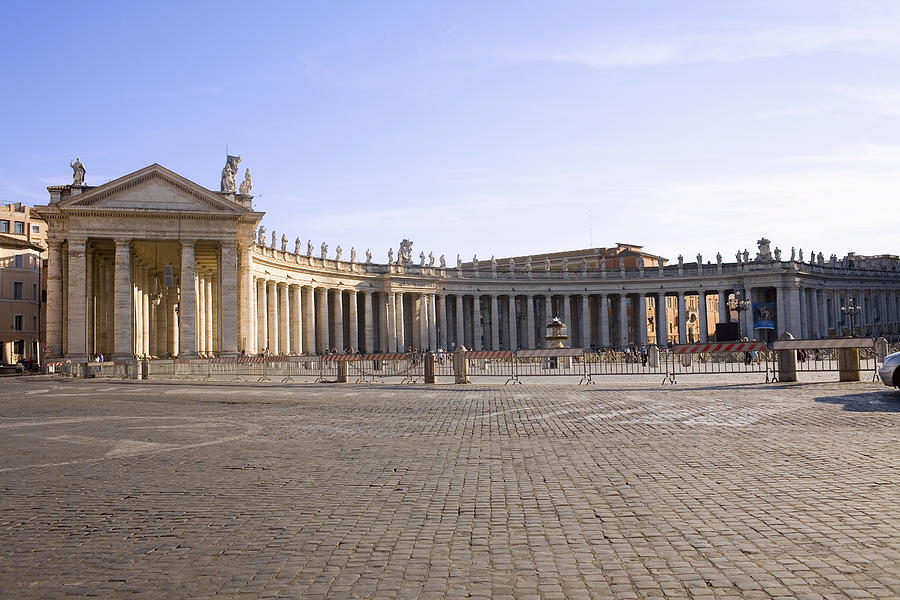 Facade of a building, Berninis Colonnade, St. Peters Square, Vatican, Rome, Italy Photograph by Glowimages