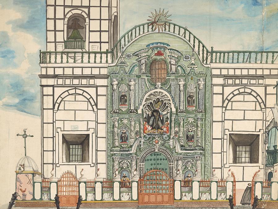 Briton Riviere Drawing - Facade of a Church Lima ca  by Francisco Fierro Peruvian