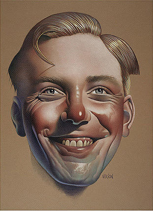 Grin Drawing - Face by Bill Nelson