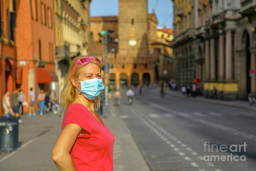 face mask in Bologna outbreak Photograph by Benny Marty