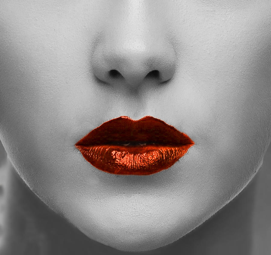 Red Digital Art - Face Mask Red Lips by Carlos Vieira