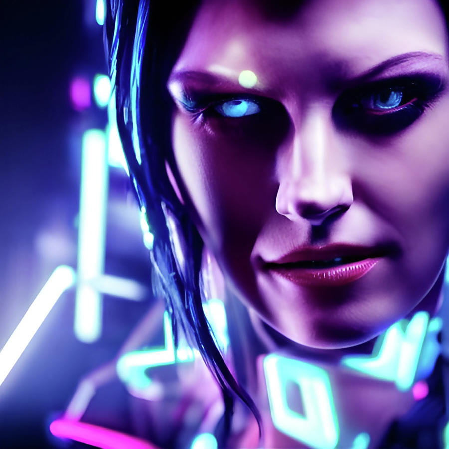 Face of a cyberpunk woman Digital Art by Alessandro Della Torre - Fine ...