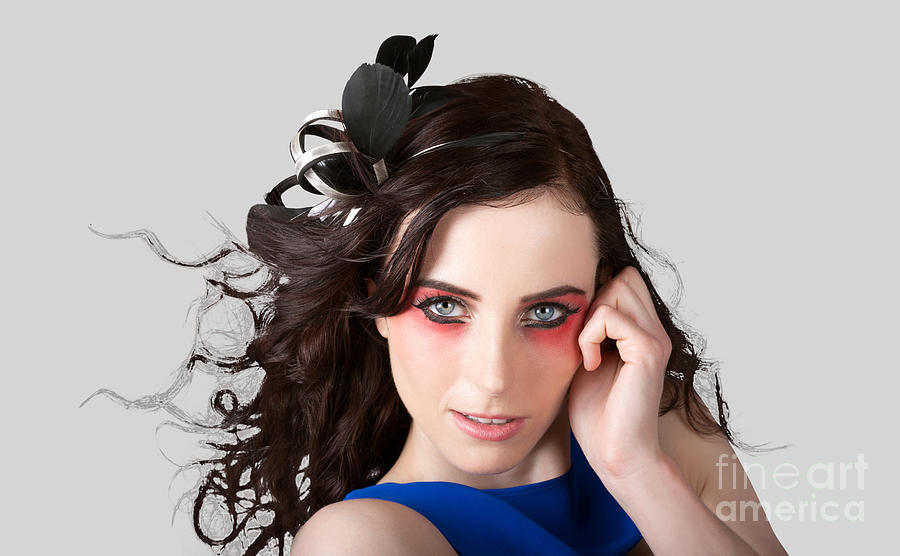 Face Of A Female Beauty With Red Eye Make Up Photograph by Jorgo Photography