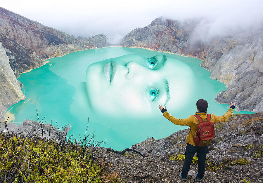 Face Of A Woman On The Lake Surreal Digital Art